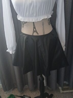 Lipsy Black Faux Leather Flared Mini Skirt